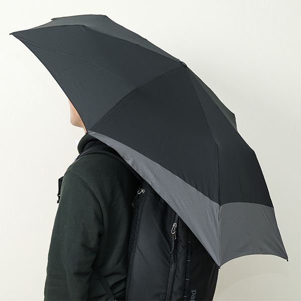 hands+　バックパックを守れる折傘　５５ｃｍ　ブラック×グレー